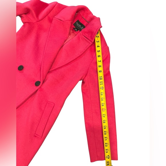 Rachel Zoe Peacoat Pink Wool Knee Length Slit Pockets Button Size XS - Picture 6 of 12
